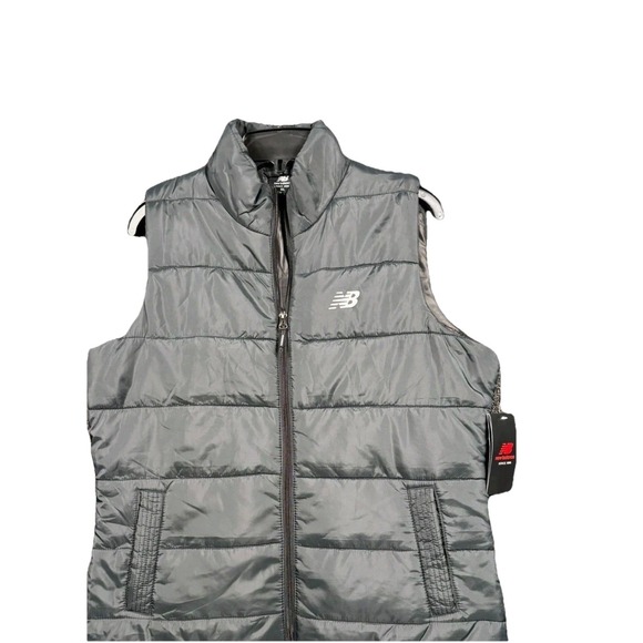 New Balance Vest Mens XL Gray Puffer Quilted Insulated Zip Front Lightweight
